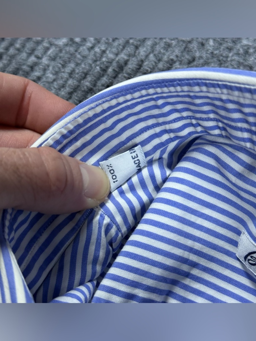 Brioni Dress Shirt Mens 17 / 43 Striped Blue Button Up Cotton Made in Italy - Picture 4 of 10